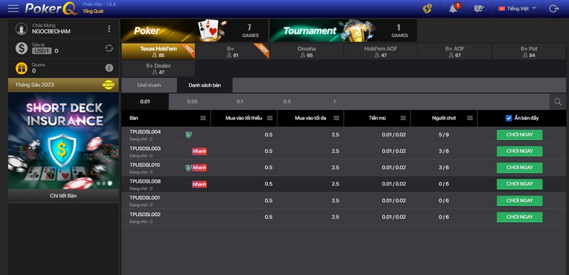 Sảnh Poker tạo được ấn tượng với nhiều bet thủ 